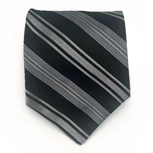 3for$30‎ DKNY Silk Tie Black Gray Striped Designer Business Casual Necktie